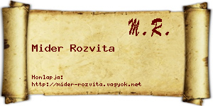 Mider Rozvita névjegykártya